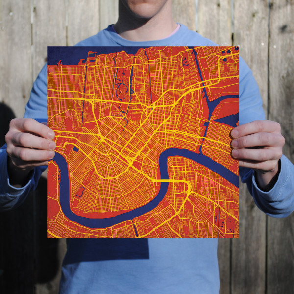 New Orleans, Louisiana Map Art City Prints