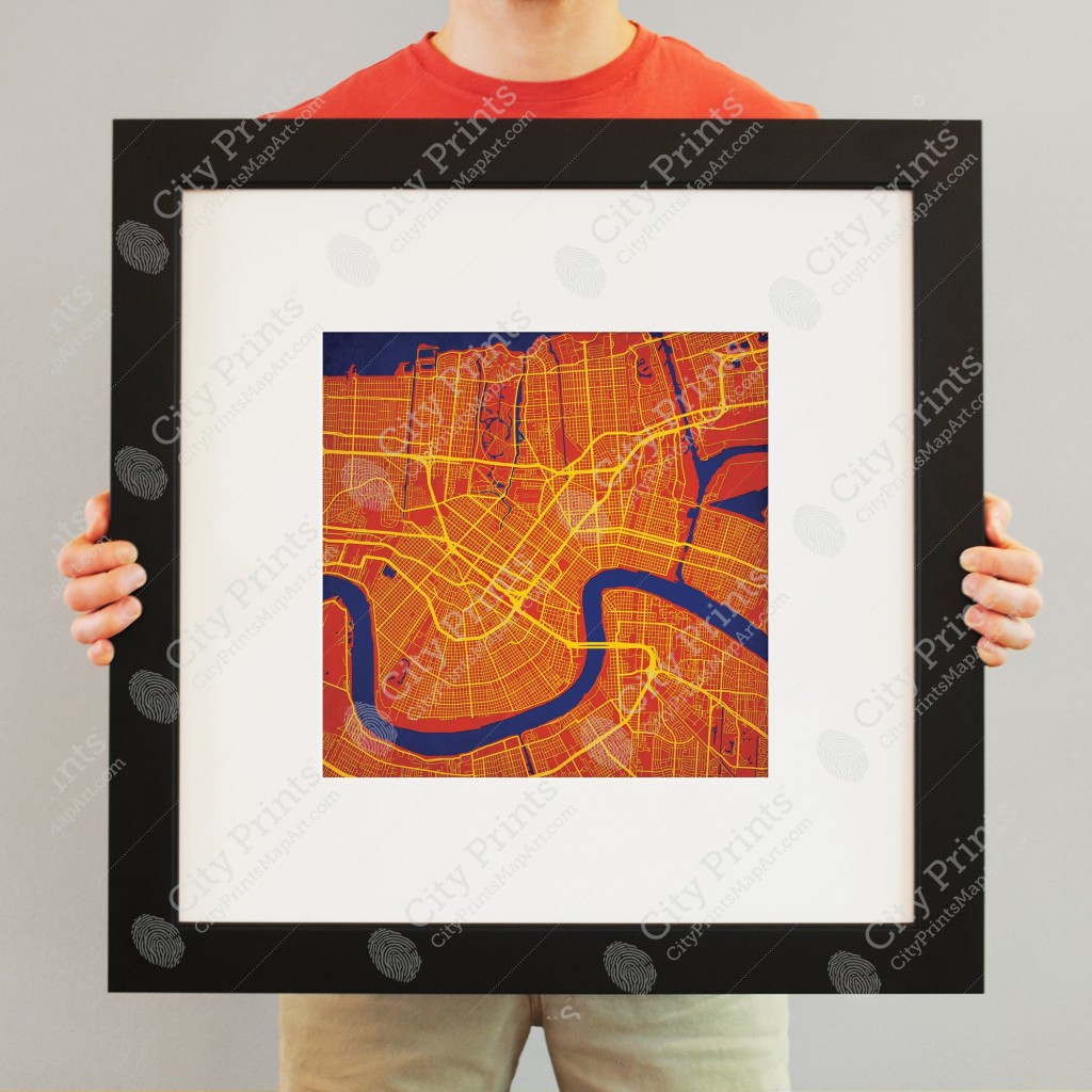 New Orleans, Louisiana Map Art City Prints