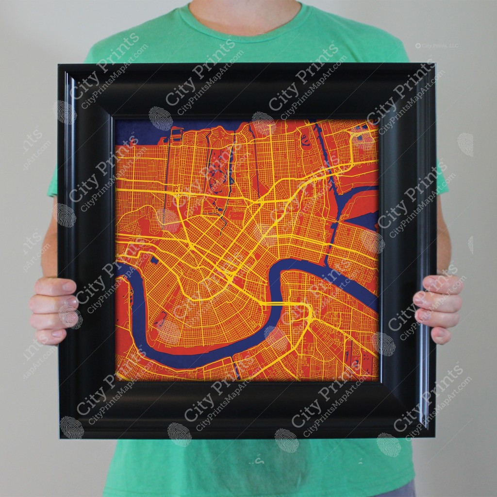 New Orleans, Louisiana Map Art City Prints