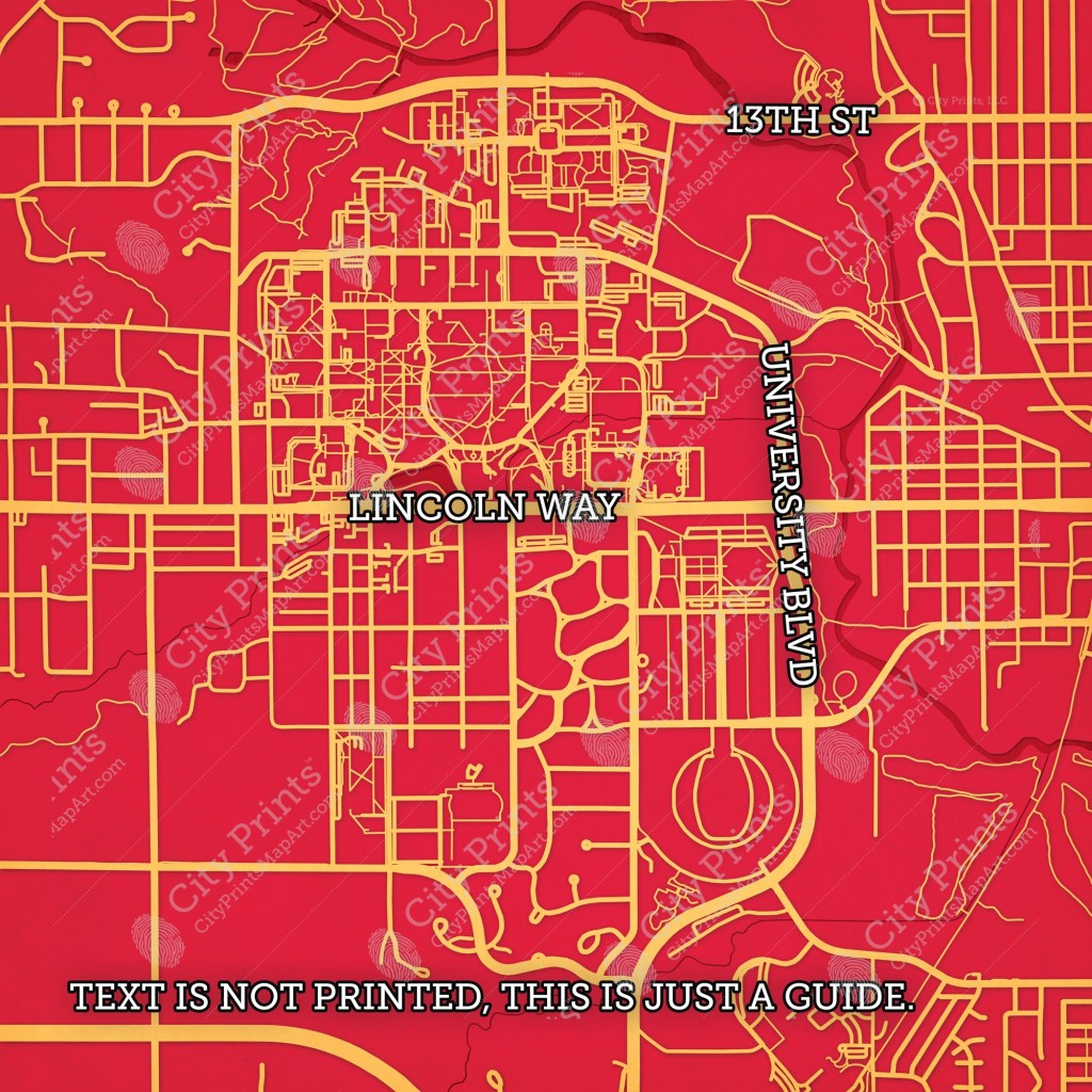 Iowa State University Campus Map Art City Prints
