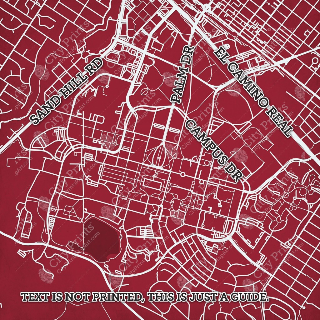 Stanford University Campus Map Art - City Prints