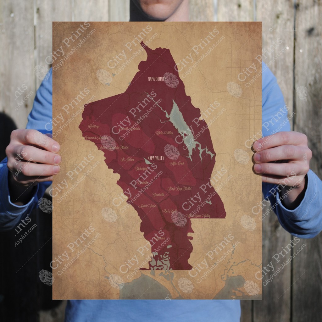 Napa Valley Wine Region Map - City Prints