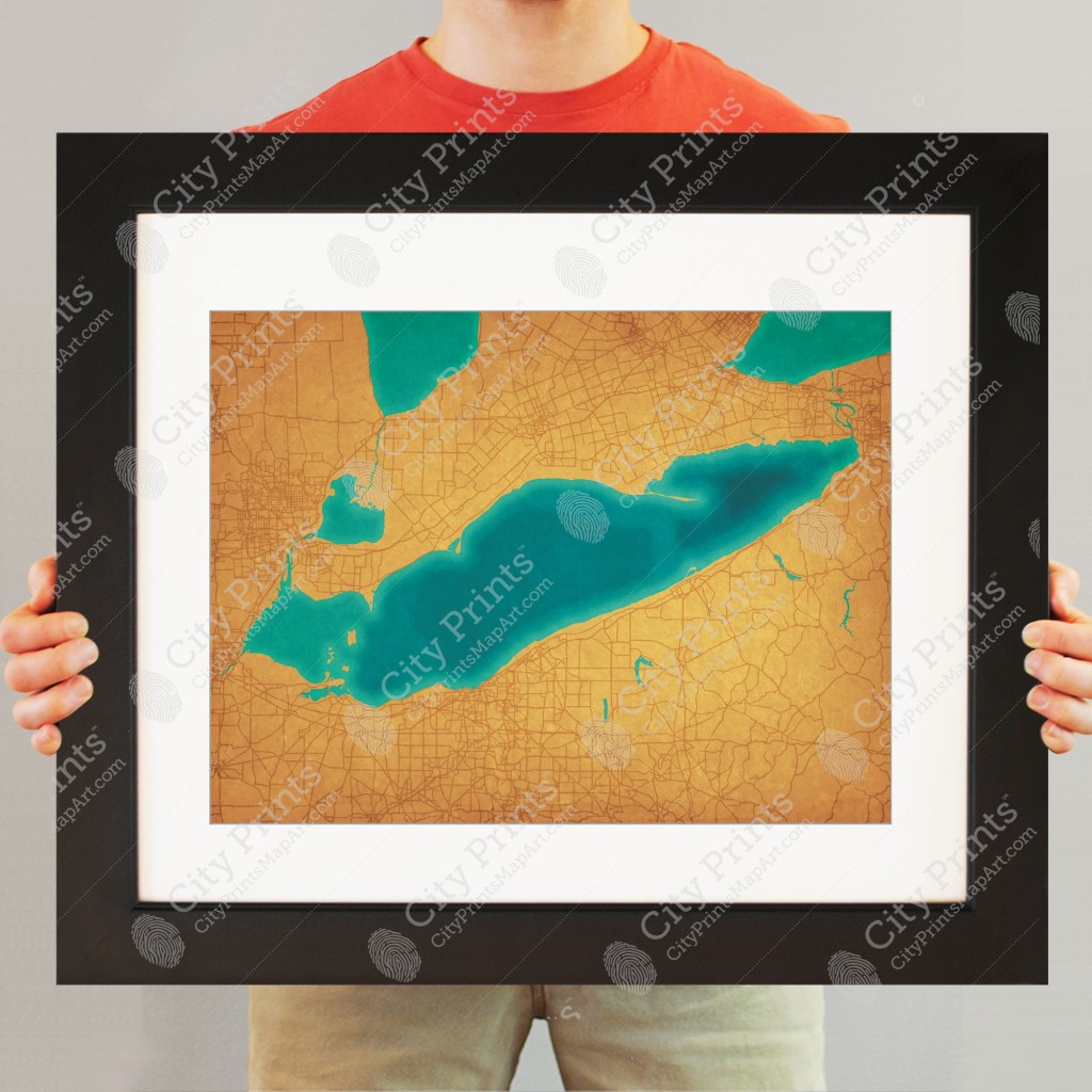 Lake Erie Map Art - City Prints