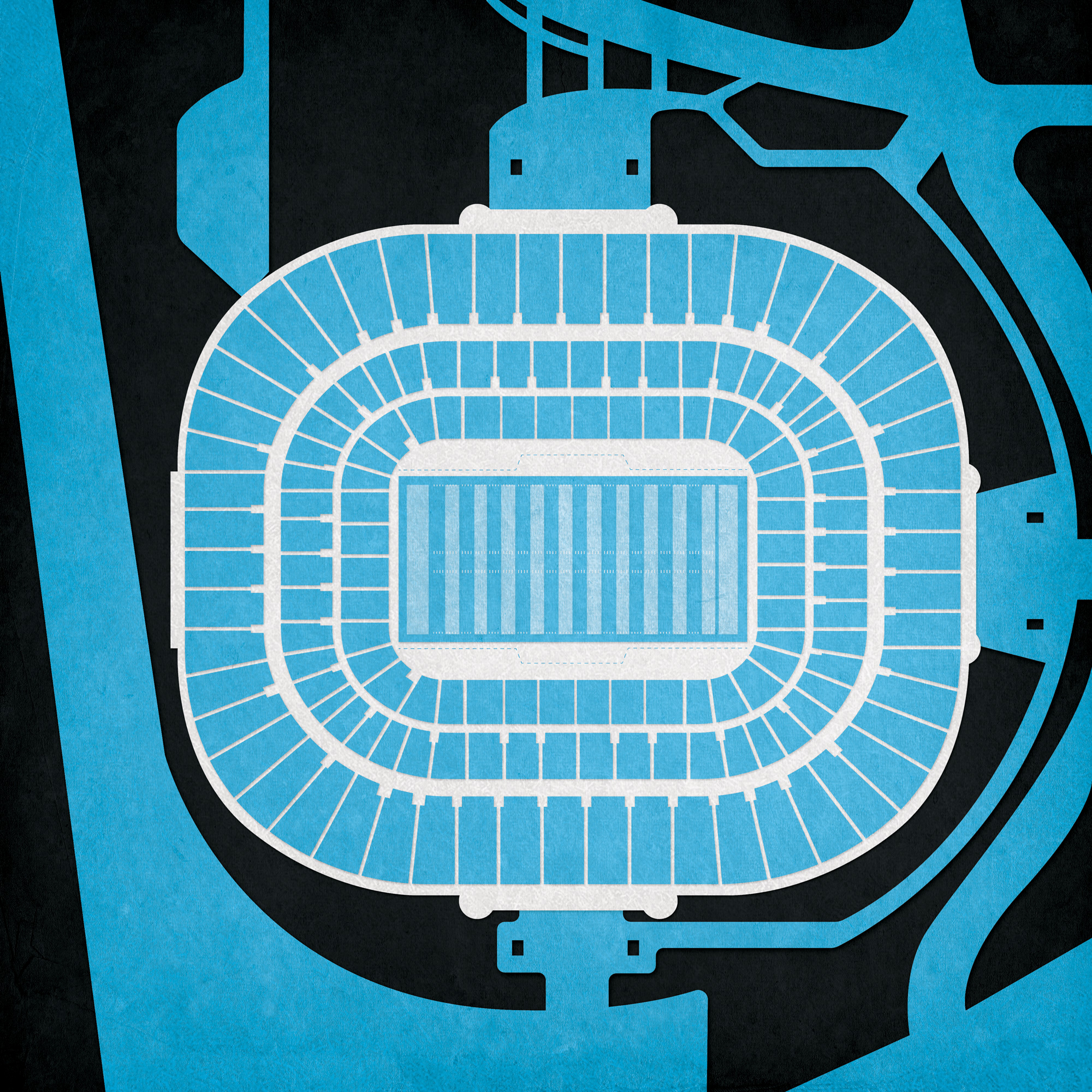 Aerial view of Bank of America Stadium, home of the Carolina