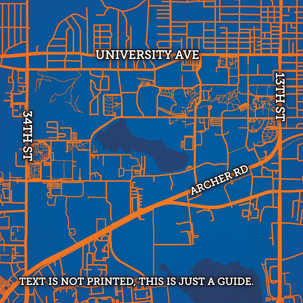 University Of Florida Campus Map Art City Prints 8164