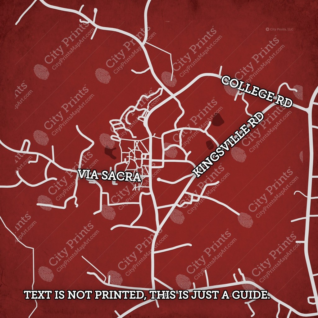 HampdenSydney College Campus Map Art City Prints