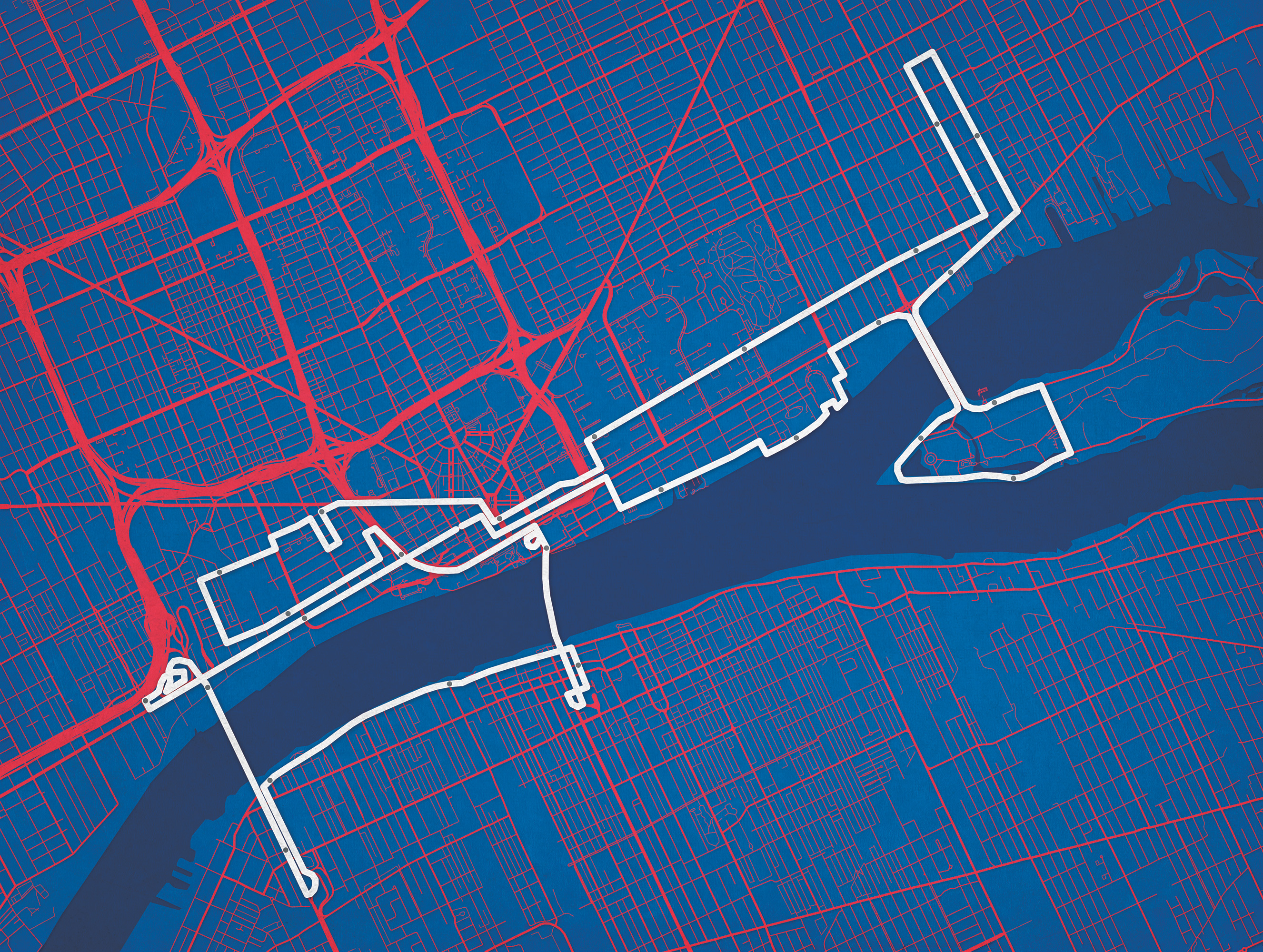 Detroit Free Press Marathon Course Map City Prints