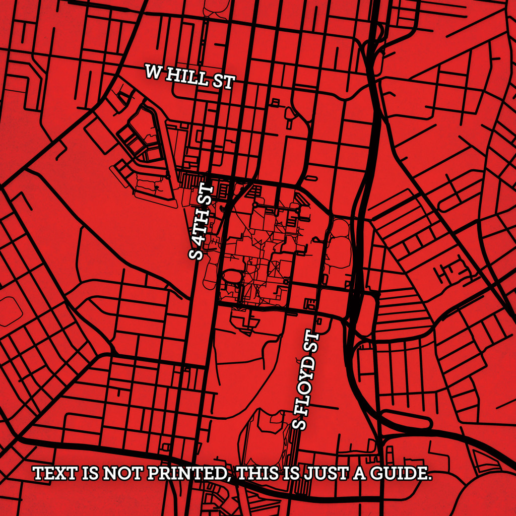 University of Louisville Campus Map Art - City Prints