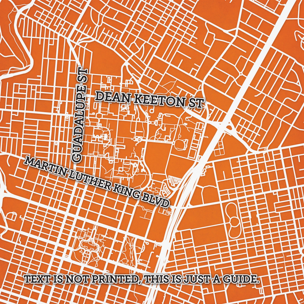 University of Texas at Austin Campus Map Art City Prints