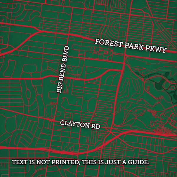 Washington University (St. Louis) Campus Map Art City Prints
