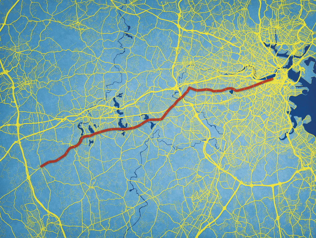 2021 Boston Marathon Map / Light Colors / Unframed Paper Print 