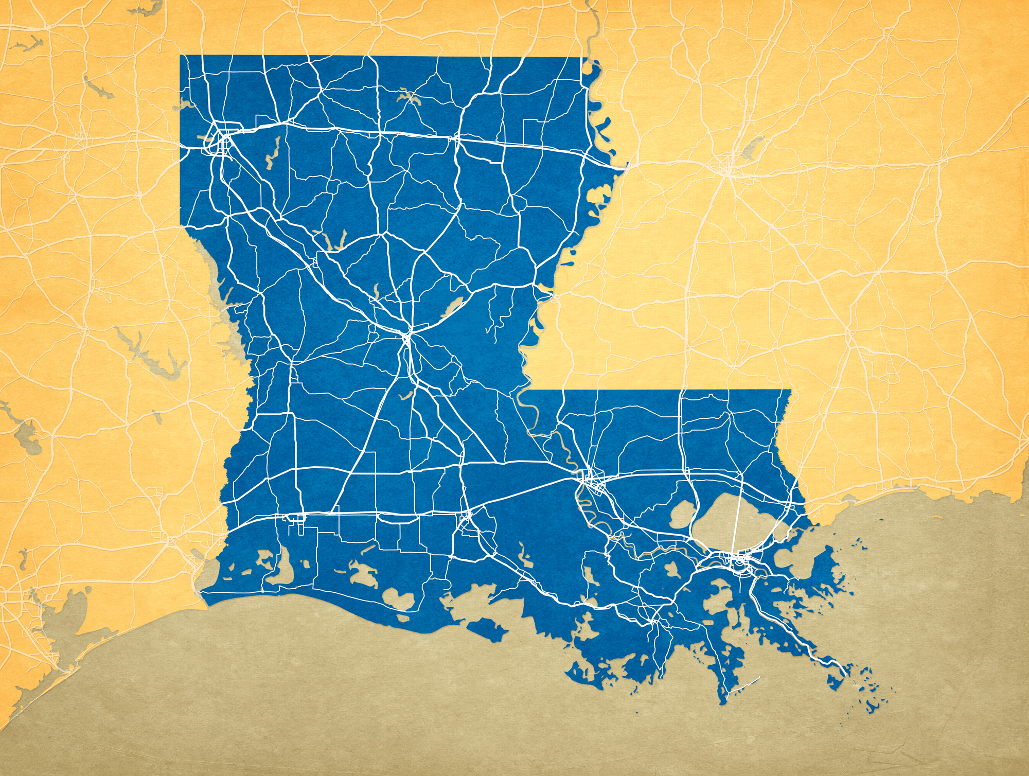 Louisiana Map Art - City Prints