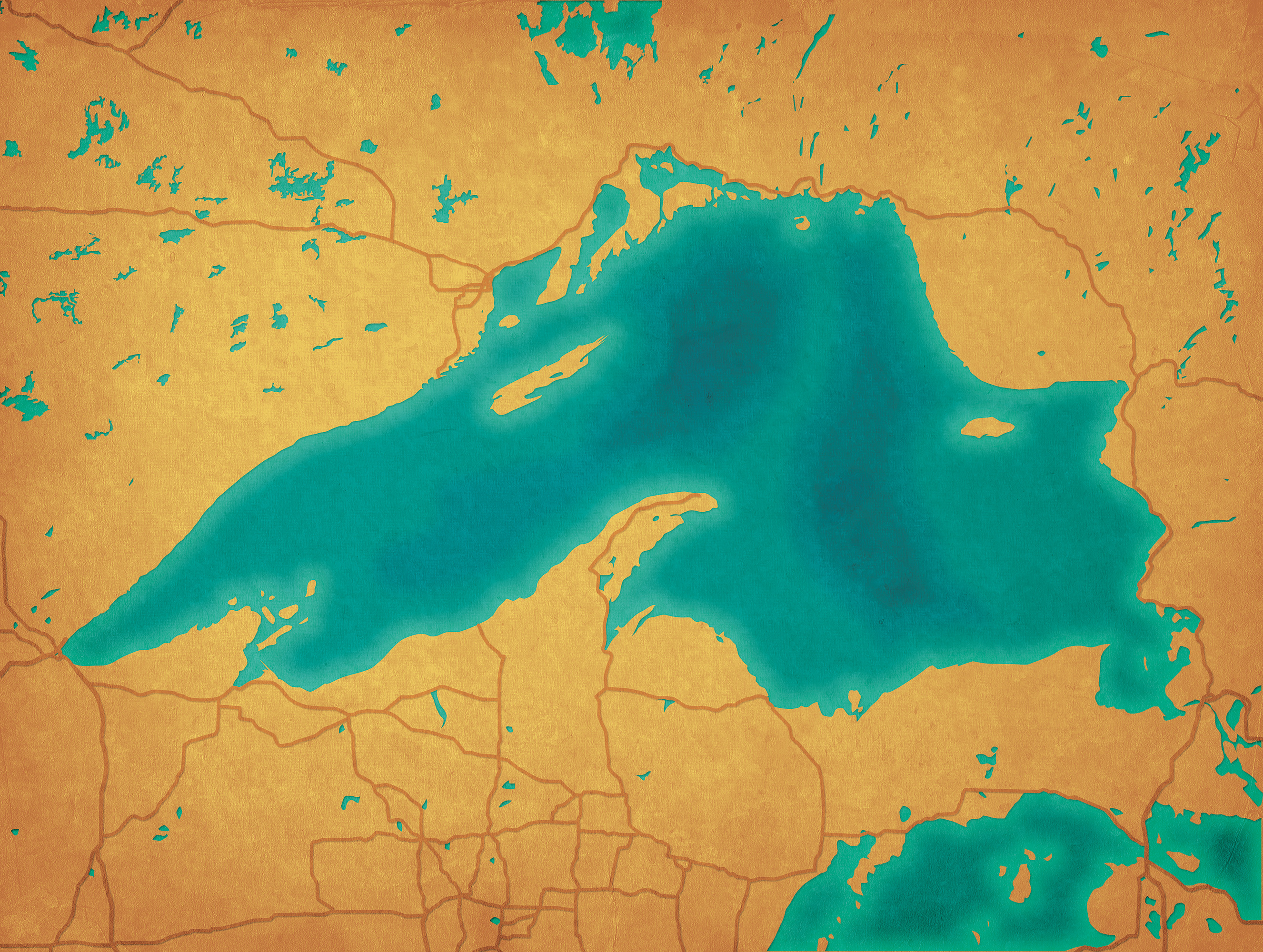Lake Superior Map Art - City Prints